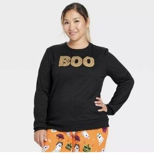 Hyde & Eek! Glow-in-the-Dark Cozy Sweatshirt - Black/Boo - Size XS